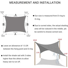 Purple,20' x 20',Shade Sail Square Waterproof & 95% UV Block Outdoor Rectangle Sun Shade Sail, for Patio Garden Backyard Sunscreen Awning Canopy with Hardware Kit, Custom Sizes