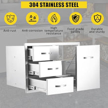 Outdoor Kitchen Door Drawer Combo, Enclosed Built-in Drawer, BBQ Access Door Drawers Stainless Steel Cabinet, Perfect for BBQ Island Patio Grill Station and Outdoor Kitchen (33''W x 22''H x 22''D)