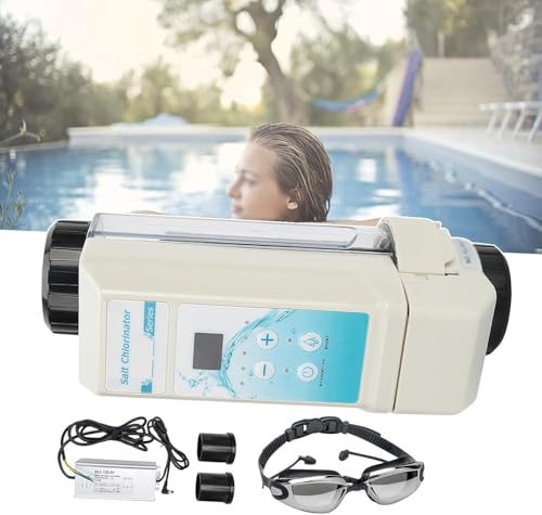 Saltwater Chlorinator Device, Pool Salt Chlorinator with LED Control Panel, Automatic Cleaning Salt Water Pool Chlorine Machine for In Ground Swimming Pool 8g/h,12g/h,16g/h,20g/h,EC-12 (Size:12-14)