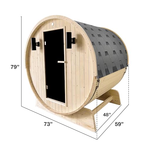 ALEKO Barrel Sauna Wet Steam Dry Indoor Outdoor White Finland Pine 3-4 Person Sauna UL Certified 4.5 kW Harvia Sauna Heater SB4PINE