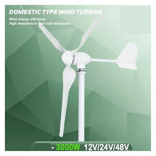 JCKJEDAT Wind Turbine Generator Kit 3000W Low Noise Horizontal Turbine 12V/24V/48V Wind Power Generator for Hybrid Solar Wind System Industrial Energy(LCD Hybrid Control,48V)