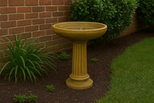 Solid Rock Stoneworks Classic Collanade Concrete Birdbath – 26” Tall Outdoor Garden Accent – Heavy-Duty Cast Stone Bird Bath – Weather Resistant Yard Décor – Made in USA- Brushed Moss Stain