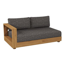 Santorini Outdoor Grey Olefin Fabric & Natural Teak Sectional Sofa