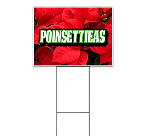 TampaPrinting Poinsettias Yard Sign 18" x 24" with Metal Step Stake