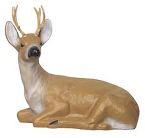 SOLID ROCK STONE WORKS Large Laying Buck Concrete Statue 26" Lifelike