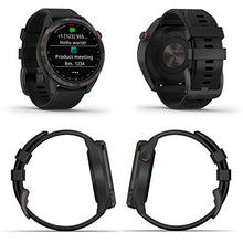 Wearable4U Garmin Approach S42 Premium GPS Golf Watch Gunmetal Black Silicone Band