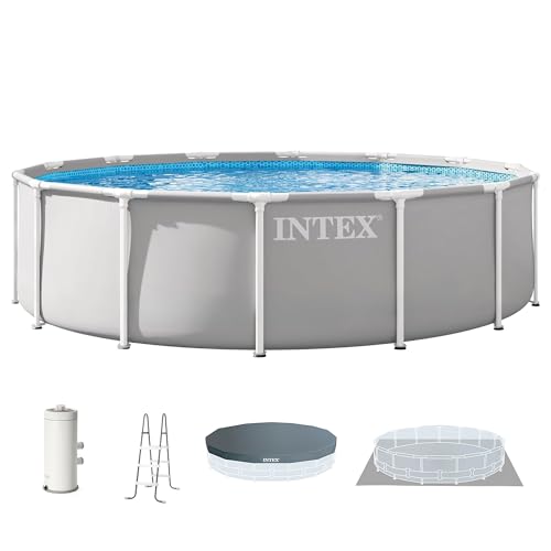 INTEX Prism Frame 14ft x 42in Round Above Ground Swimming Pool Set w/Pump