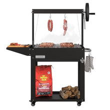 KoolMore 50 in. Charcoal Grill BBQ, Santa Maria Argentine Outdoor Grill with Interchangeable V Grates, Heavy Duty Barbecue Grilling Grill, Black