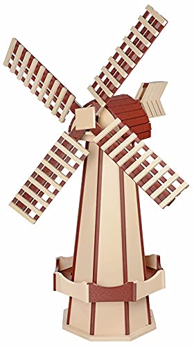 Furniture Barn USA Large Poly Lumber Windmill Ivory and Cherrywood