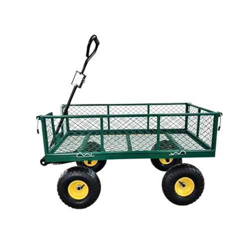 Garden Cart on Wheels Heavy Duty Garden Dump Cart Utility Wagon with Removable Sides, for Lawn Garden Farm