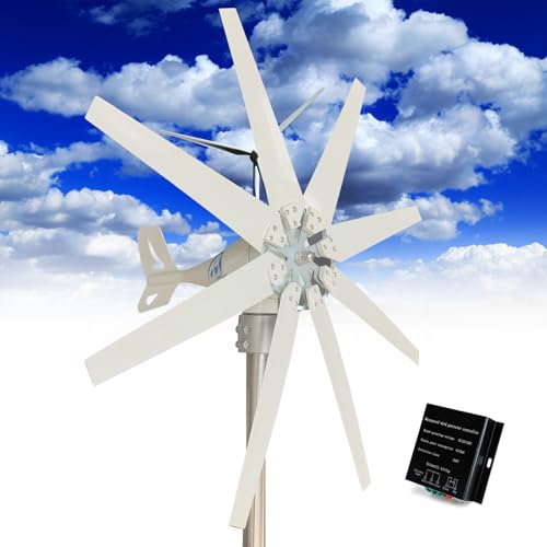 Fablestoryem Wind Turbine, 14000W DC 12V/24V/48V/110V/220V Wind Turbine Generator, with 8 Blades Wind Turbine Kit with Solar Wind Hybrid Controllerfor Homes Energy Supplementation,48V
