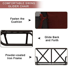 Outdoor Swing Glider Rocking Chair 2-Person Loveseat Seating, Patio Bench Garden Porch Furniture with Cushion, Steel Frame (Rust)