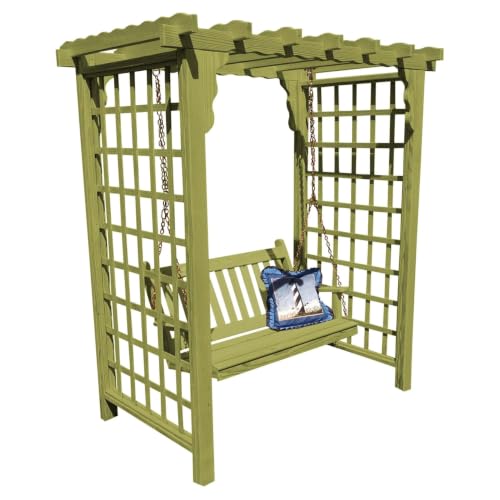 Keystone Amish Co. Bainbridge Cedar Arbor & Swing, 5-Foot, Linden Leaf Stain