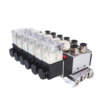 4V210-08 2-position 5-way 12V 24V 110v 220v 6 pneumatic solenoid valve aluminum base 8mm accessories silencer set 2-10 positions(10 Stations,AC110V)