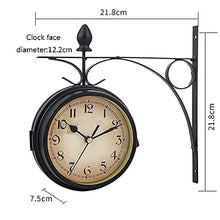 Wall Clock, Double Sided Wall Clock, Outdoors Vint Retro Double Sided Wall Clock European Style Iron Wall Clock Retro Decorative Standing Clock Hanging Decorative Suitable For Indoor And Outdoor Black