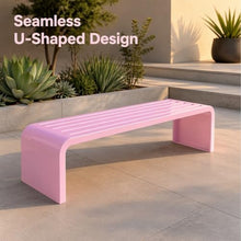 U-Shaped Wrought Iron Outdoor Bench,One Piece Seamless Bending Frame