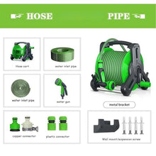 Garden Hose Reel Truck, Used for Planting Hose Reel Heavy-Duty Portable Water Pipes with Nozzles, Car Washing Hose Truck (Green 30m)
