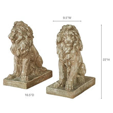 Lions at Guard Sculptures, Set of 2, Weathered Sand