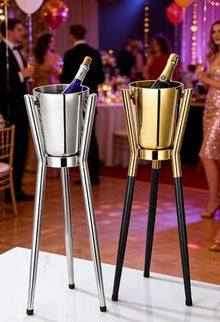 Eoweiot Free Standing Wine Cooler Bucket Stand, 84cm Stainless Steel Champagne Holder with Removable Tub,for KTV BBQ Restaurant Outdoor (B)