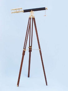 Hampton Nautical Floor Standing Brass/Leather Griffith Astro Telescope 64" Brass