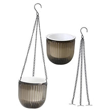 4 pcs Planters Hanging Garden Inch and Self Gray Fence for Chains Hooks Plants Resin Succulent Chain Plant Decorative Pots Round Containers Outdoor Indoor Basket (Greyx3pcs 16.5X15CMx3pcs)
