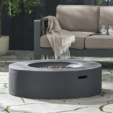 YOPTO Outdoor Lightweight Concrete Circular Propane Fire Pit,Fireplace 50,000 BTU,Providing Light and Warmth,Firepit Patio Heater for Garden Backyard Deck,Rain Cover,Dark Grey