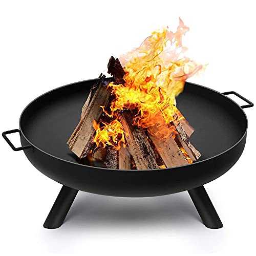 Outdoor Fire Pits & Bowls, Wood Burning Fire Bowl Fireplace, Large Round Cast Iron Heating Basin for Outside Backyard Deck Camping Beach