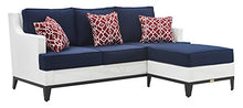 Tommy Hilfiger Hampton Modern White Mesh Outdoor Patio Furniture Collection Gunmetal Frame, Sectional, White & Navy