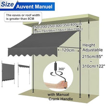 Large Patio Shade Awning 59" 118" 158" Manual Adjustable Retractable Awnings, Waterproof Canopy Cover and Steel Frame for Outdoor Garden Balcony Window Sunshade Shelter, Umbrellas(Dark-red,400cm)