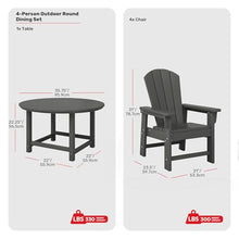 Costaelm Paradise Kids 5-Piece HDPE Outdoor Patio Round Dining Table and Chairs Set, Gray