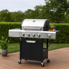 4-Burner Propane Gas Grill with Side Burner & Waterproof Cover - 51,000 BTU