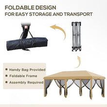 10x20 Pop up Canopy Tent with Netting,Portable Party Tent w/Ground Stakes & Carry Bag,Outdoor Pergola Sun Shade Instant Shelter Gazebo Event Tent for Parties Patio Backyard Beach Weddings,Beige