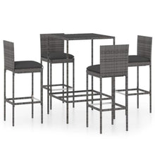 KDVXBCQJH 5 Piece Patio Bar Set PE Rattan Garden Dining Table Stools Gray