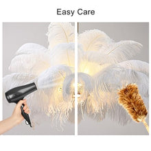 Jcgly Luxury Floor Lamp with 35 PCS Natural Ostrich Feathers, Tall Floor Lamps for Living Room/Bedroom/Office, 3 Color Temperature, Golden Standing Pole, Foot Switch(Blue,32" x 47"H)