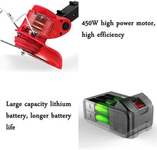 String Trimmer Electric Lawn Mower Small Household Lawn Mower The Best Assistant for Gardens and Farms with Plastic Blade Lithium Battery Charger (42TV/12000ma Battery*1)