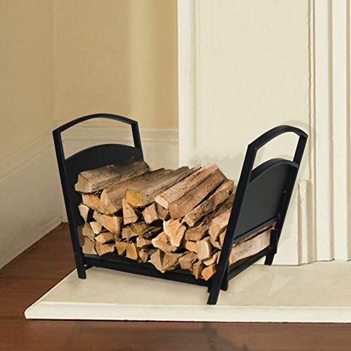 5JJJLOOOPP Small Indoor/Outdoor Firewood Rack Heavy Duty Fireplace Log Holder with Handrails Indoor Outdoor Coal Holder for Kindling