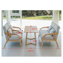 JOSOGO 3-Piece Outdoor Indoor Seating Set, Water-Resistant Solid Wood Frame with Fade-Proof Light Gray Cushions for Garden & Reading Nook(5)