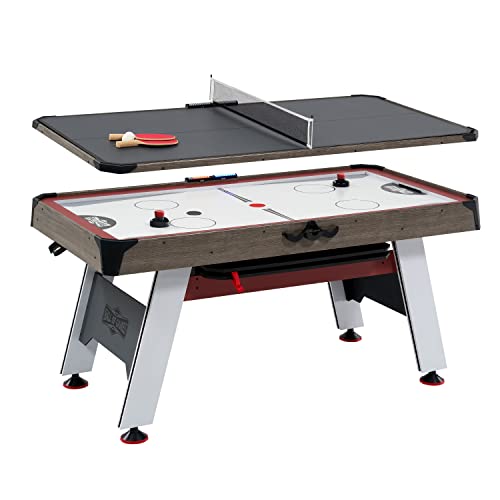 Hall of Games 5.5' Arcade Air Hockey Table & Tennis Top 2-in-1 Set Wood Grain/Red/White Black