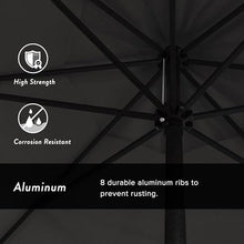 California Umbrella 7.5' Rd Aluminum Patio Umbrella, Crank Lift, Auto Tilt, Black Finish, Sunbrella Charcoal