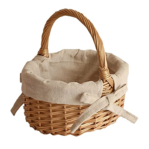 Storage Basket,Picnic Creative Wicker Bamboo Baskets Picking Rattan Shopping Hand Woven Hamper for Camping and Outdoor Party