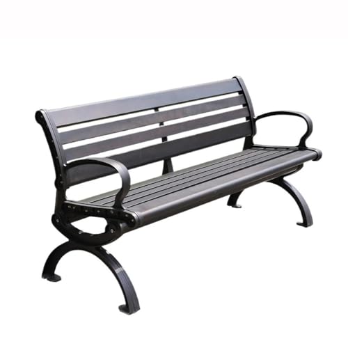 ERoomQ Garden Bench Black Retro Aluminum Leisure Multi-Person Outdoor Bench Park Bench 1.5/1.8m Outdoor Bench(Large)