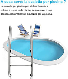 Scpantkend Stainless Steel Pool Ladder, Entry and Exit System for In-Ground Swimming Pools with Full Set Accessories
