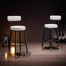 DINBOZ26X Counter Stools Blue Barstool Iron High Chair Leather Household Reclining Bar Stool Bar Chair Gold Chair Feet Bar Stools(Large)