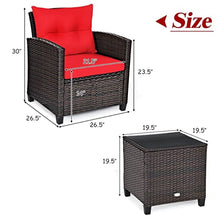 DUYHBAWRS 3PCS Patio Rattan Furniture Set Cushioned Conversation Sofa Coffee Table for Your Outdoor Space(Black)