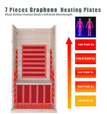 Kang Share Infrared Sauna Room for Home 1 Person 1260W, 7-Piece Graphene Carbon Heating Plate Dry Sauna