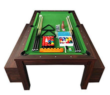 Simba USA 7Ft Pool Table Billiard Green Dining Table with Benches Brown Green