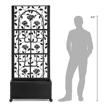H Potter Black Metal Trellis Planter with Wheels - Privacy Screen