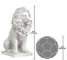 Design Toscano Lion of Florence Sentinel Indoor/Outdoor Animal Statue, 28 Inch Tall, Cast Stone Resin, Antique Stone Finish