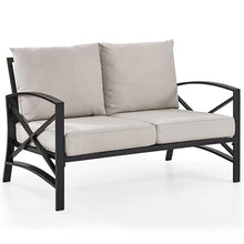 Home Square 2 Piece Metal Patio Loveseat Set in Oil Bronze and Oatmeal