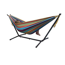 Tropical Fabric Double Hammock with 9-Foot Steel Stand